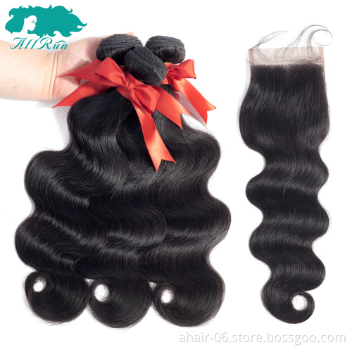 Cheap body wave human hair weave, 4x4 front 100% virgin Brazilian hair bundle with human hair closure